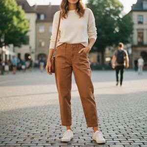 Utility Cargo Pants Cropped Ankle‎ Length Women's Size 4 A New Day Brown Casual